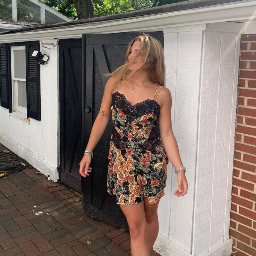 NWOT Free People Floral Trapeze Mini Slip Dress